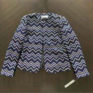 Sale! $139 Tahari Arthur S. Levine Tweed Blazer Jacket Blue/Black/Ivory Size 4